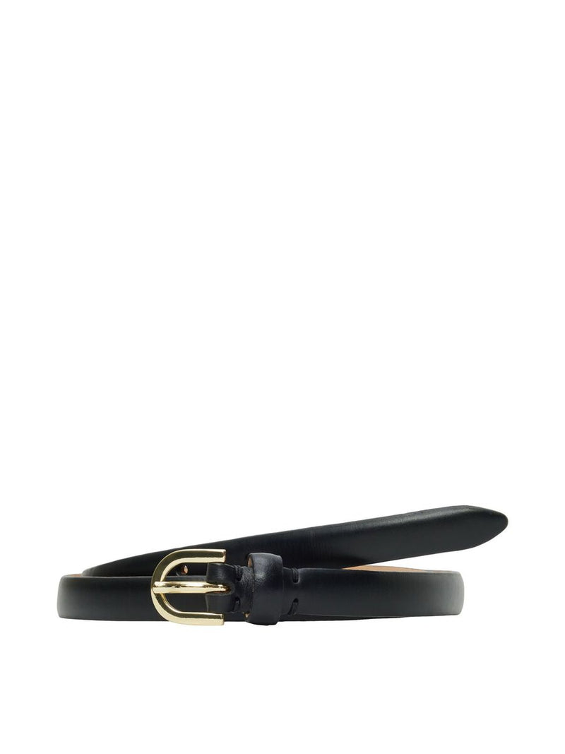 Selected Femme Barba Slim Leather Belt - Black