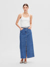 Selected Femme Bella High Waist Maxi Denim Skirt - Marine Blue