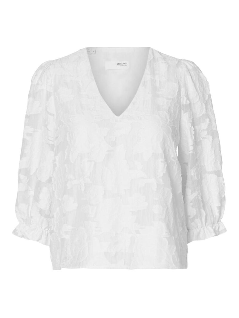 Selected Femme Cathi-Sadie Floral Top - White