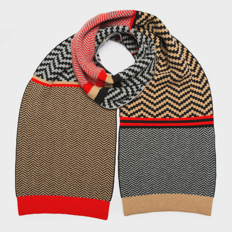 Green Thomas Pixel Blanket Scarf - Camel Poppy