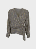 Black Colour Luna Wrap Blouse - Black Grace