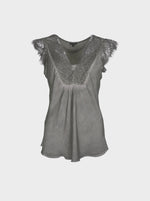 Black Colour Billy Lace Top Vintage Dyed - Grey