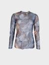 Black Colour Florence Mesh Blouse - Grey Marble
