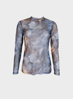 Black Colour Florence Mesh Blouse - Grey Marble