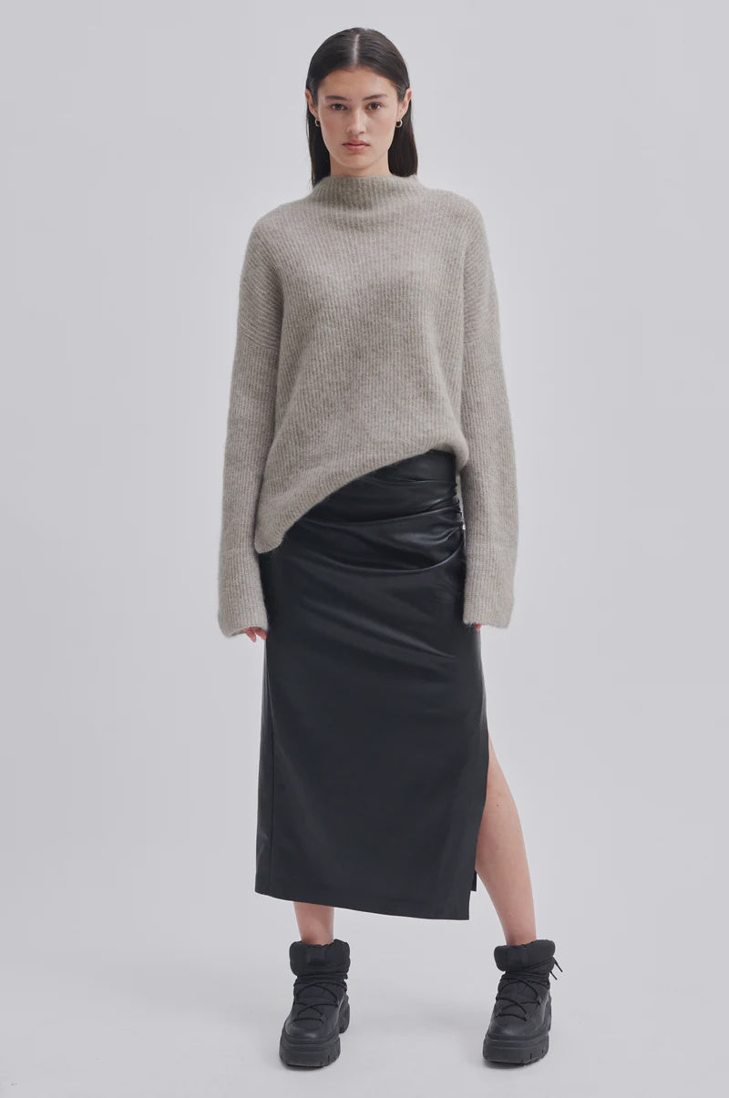 Second Female Seema PU Leather Skirt - Black