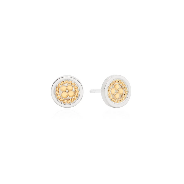 Anna Beck Classic Smooth Border Mini Stud Earrings - Gold & Silver