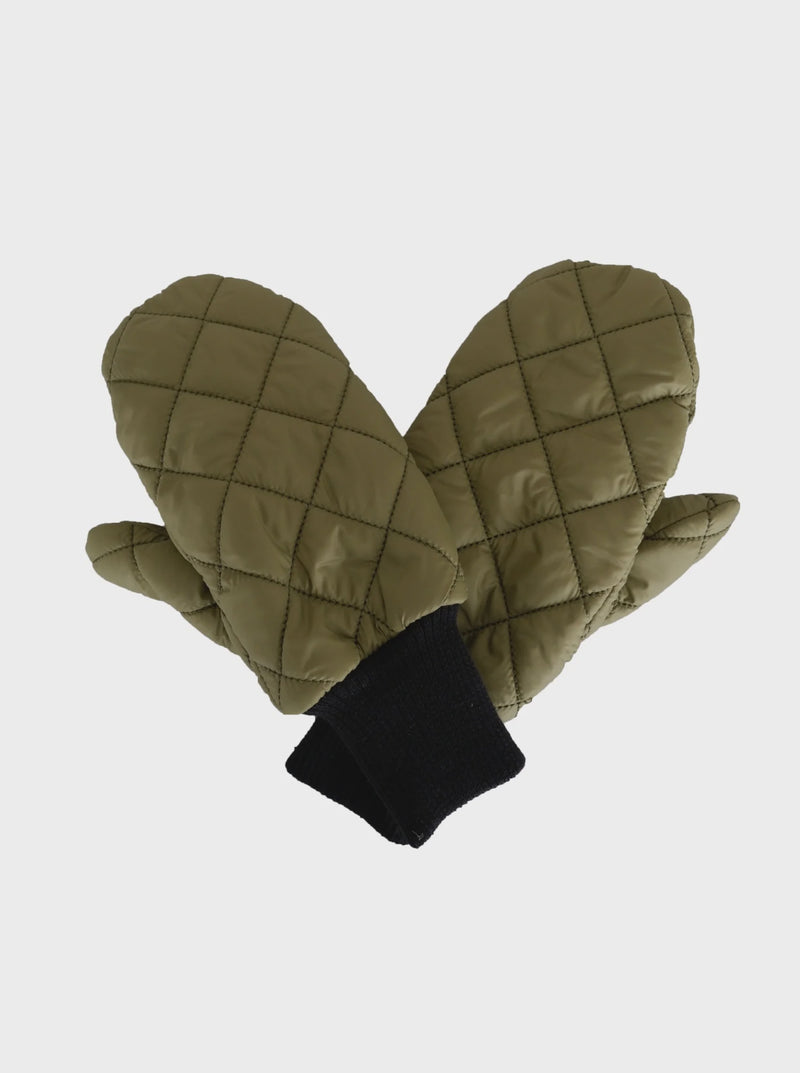 Black Colour Tommy Quilt Mittens - Army