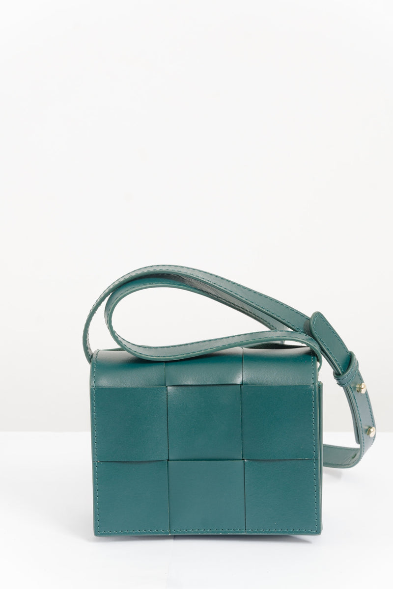 Aleo Matchbox Mini Cross Body Leather Bag - Malachite