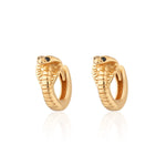 Scream Pretty Cobra Snake Huggie Earrings With Black Eyes - Gold