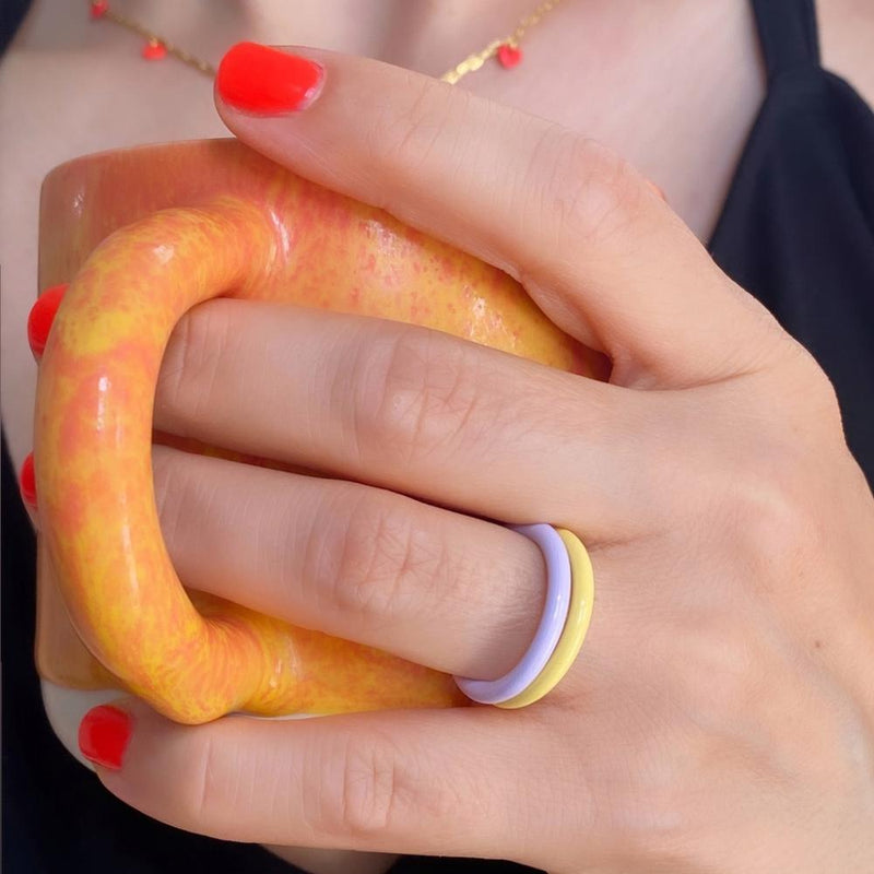 LULU Copenhagen Colourful Enamel Ring - Yellow