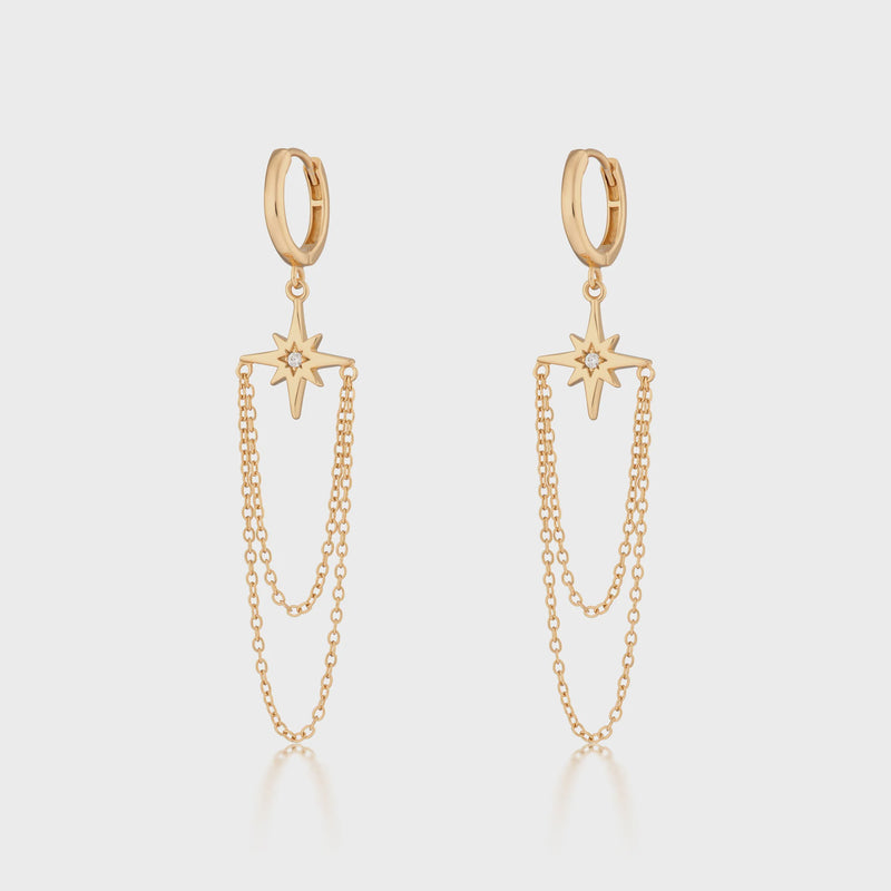 Scream Pretty Chain Drop Hoop Earrings - Gold Plated