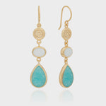 Anna Beck Amazonite and White Agate Triple Drop Earrings - Gold