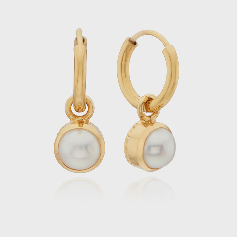 Anna Beck Pearl Charm Earrings - Gold