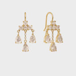 Carré Gold Plated Earrings With Champagne Quartz (Pair)