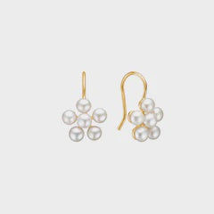 Carré Gold Plated Earrings With Pearl (Pair)