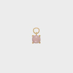 Carré Gold Plated Charm With Pink Opal