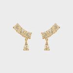 Carré Gold Plated Ear Studs With Champagne Quartz (Pair)