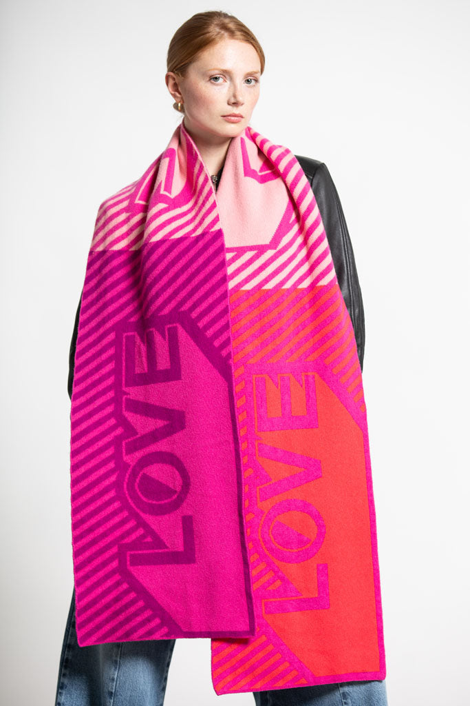 Green Thomas Love Blanket Scarf- Pink Mix