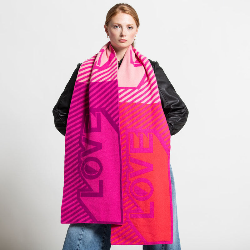 Green Thomas Love Blanket Scarf- Pink Mix