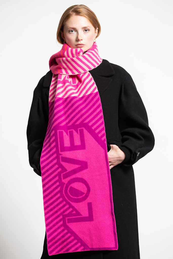 Green Thomas Love Blanket Scarf- Pink Mix