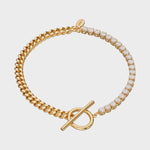 Scream Pretty Tennis & Curb Chain Bracelet with T Bar Clasp - Gold Plated