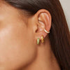 Enamel Copenhagen Mini Sparkling Luna Hoops - Green CZ