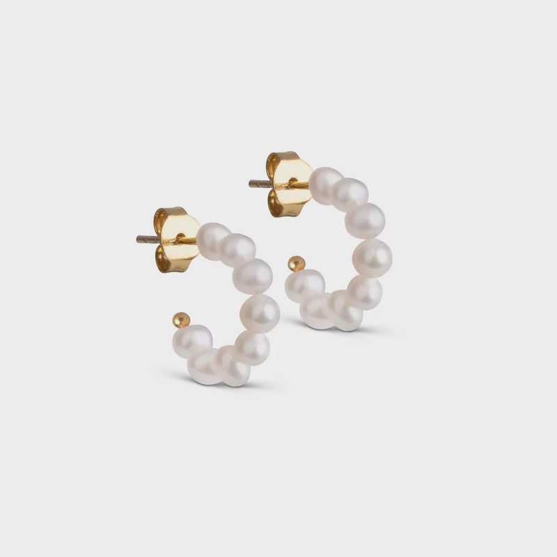 Enamel Copenhagen Pearlie Mini Hoops - Pearl