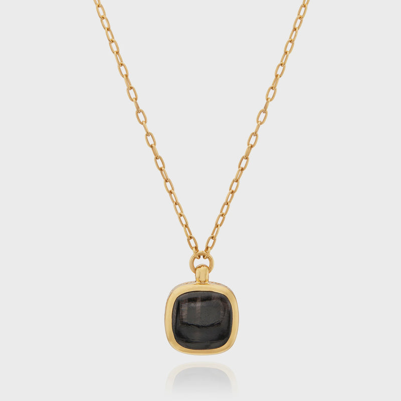 Anna Beck Small Hypersthene Cushion Pendant Necklace - Gold