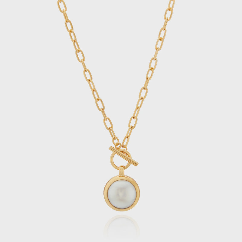 Anna Beck Coin Toggle Pearl Necklace - Gold