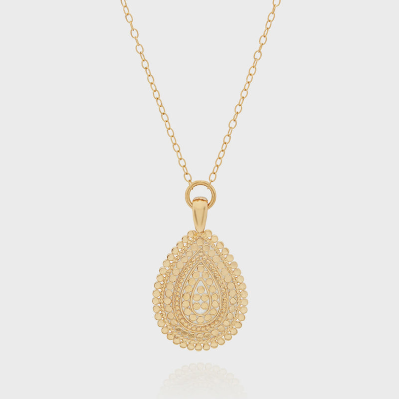 Anna Beck Medallion Scallop Drop Necklace - Gold