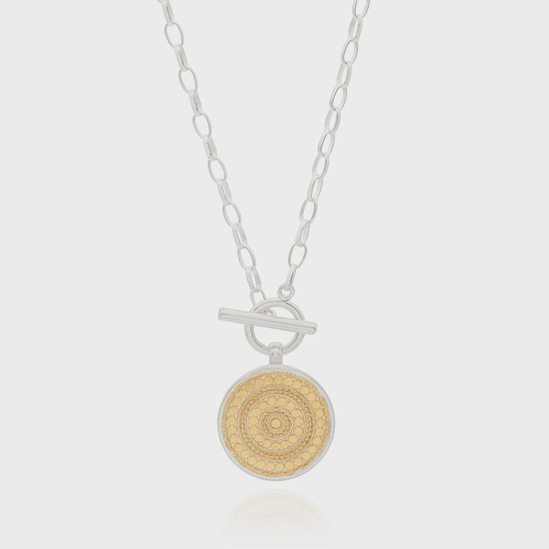 Anna Beck Contrast Dotted Circle Toggle Necklace - Gold/Silver