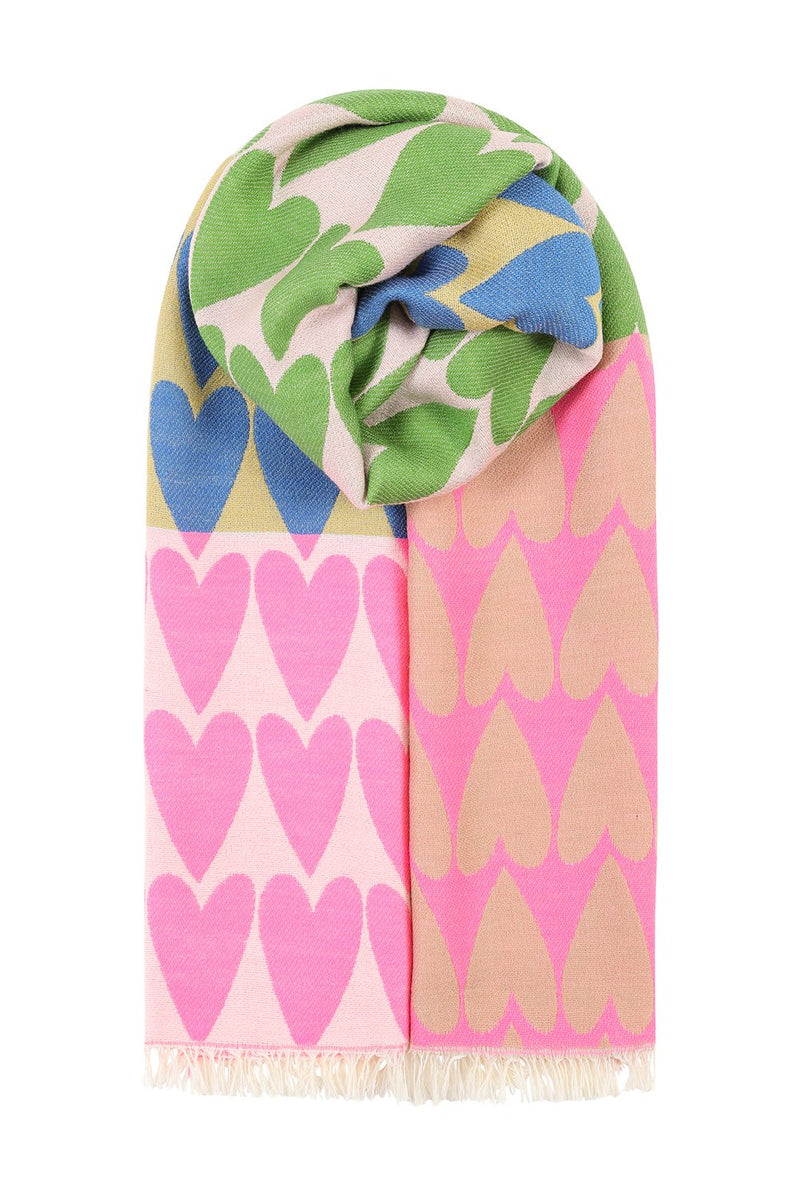 Ombré London Hearts Scarf - Pink/Blue/Green