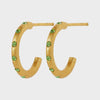 LULU Copenhagen OMG Hoops Pair Earrings Crystal Green - Gold Plated