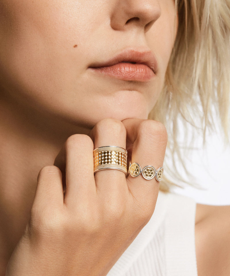 Anna Beck Classic Dotted Band Ring - Gold Silver