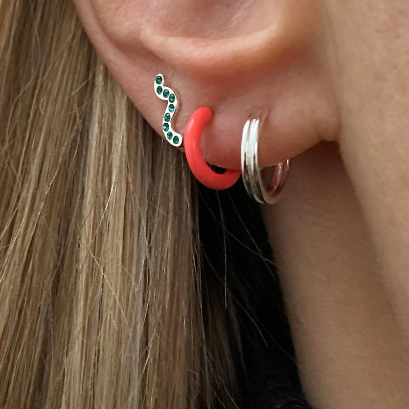 LULU Copenhagen Snaky Green Earring - Silver Plated