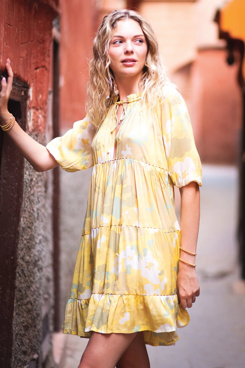 Poppy Field The Label Elsas Mini Dress - Baby Flow Yellow