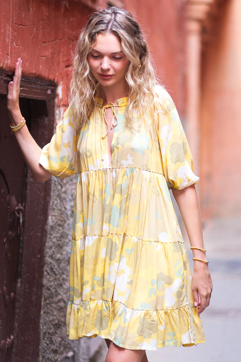 Poppy Field The Label Elsas Mini Dress - Baby Flow Yellow