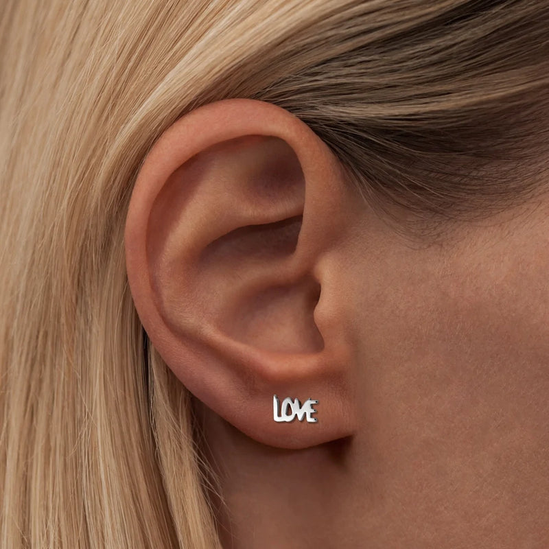 LULU Copenhagen Word Love Earring - Silver Plated