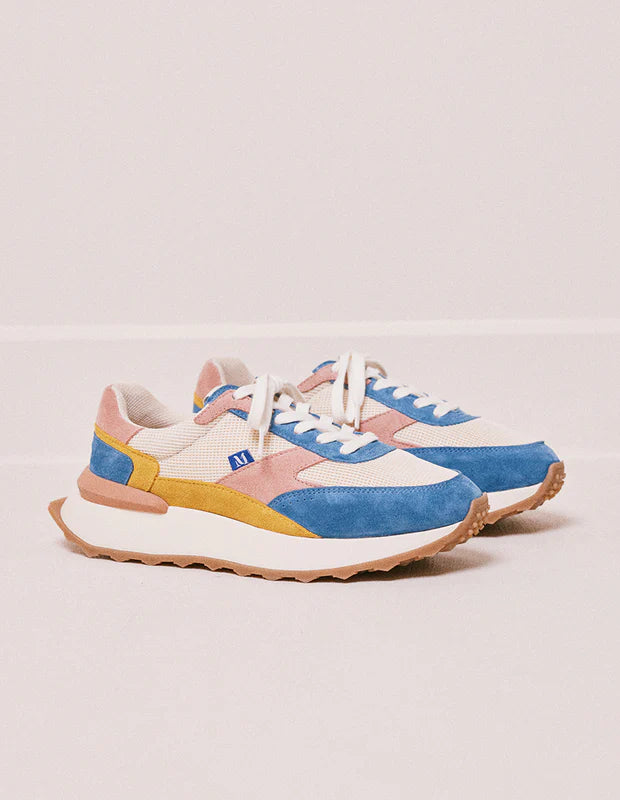 M.Moustache Running Shoes Yaelle - Dusty Blue And Sand Suede