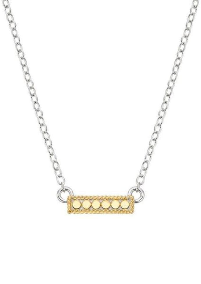 Anna Beck Classic Small Bar Dotted Necklace - Reversible Gold / Silver