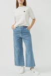 Selected Femme Randi High Waisted Crop Wide Jeans - Medium Blue