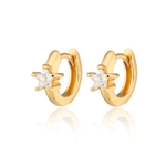 Scream Pretty Sparkling Single Star Huggie Earrings - Gold Plated