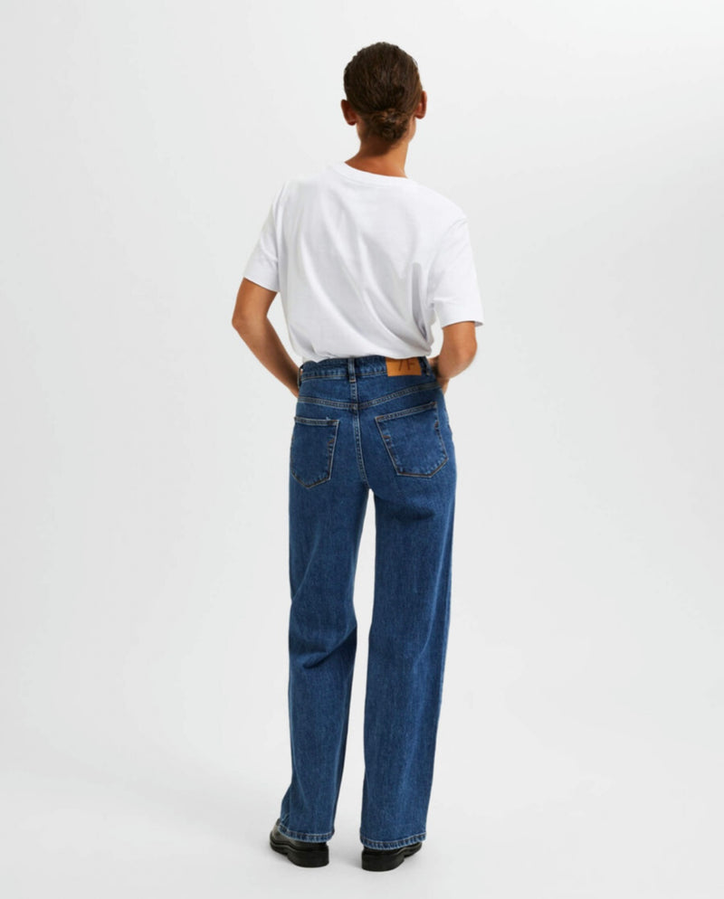 Selected Femme Alice High Waisted Wide Jeans - Blue Jeans