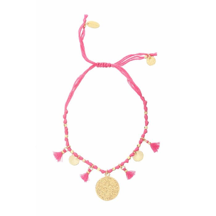 Ashiana London Mireya Knotted Disc Bracelet in Pink