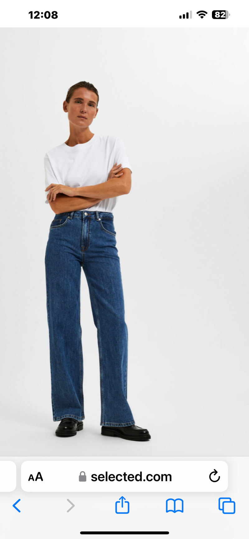 Selected Femme Alice High Waisted Wide Jeans - Blue Jeans