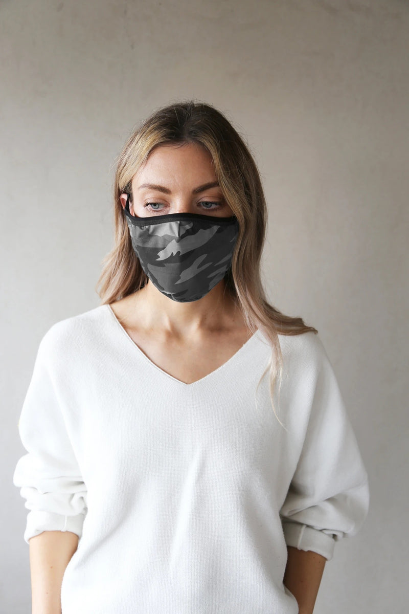 Breathe and Protect Organic Cotton Face Mask - Grey Camo