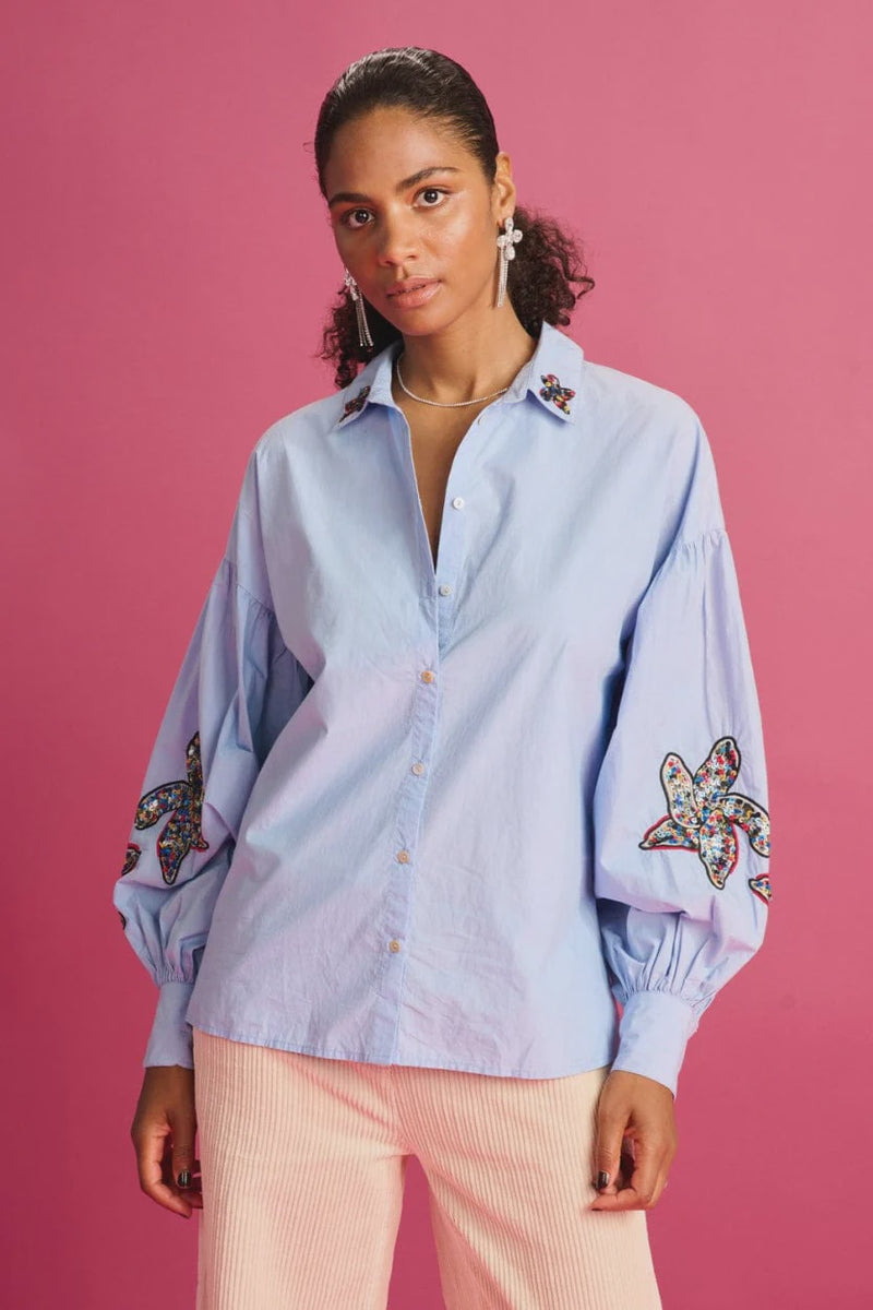 Pom Amsterdam Maxime Blouse - Ice Blue