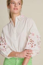 Pom Amsterdam Embroidery Blouse - Blooming Ecru