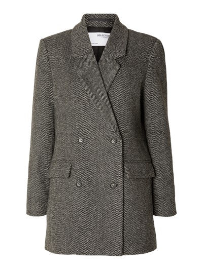 Selected Femme Hera Herringbone Jacket - Dark Grey