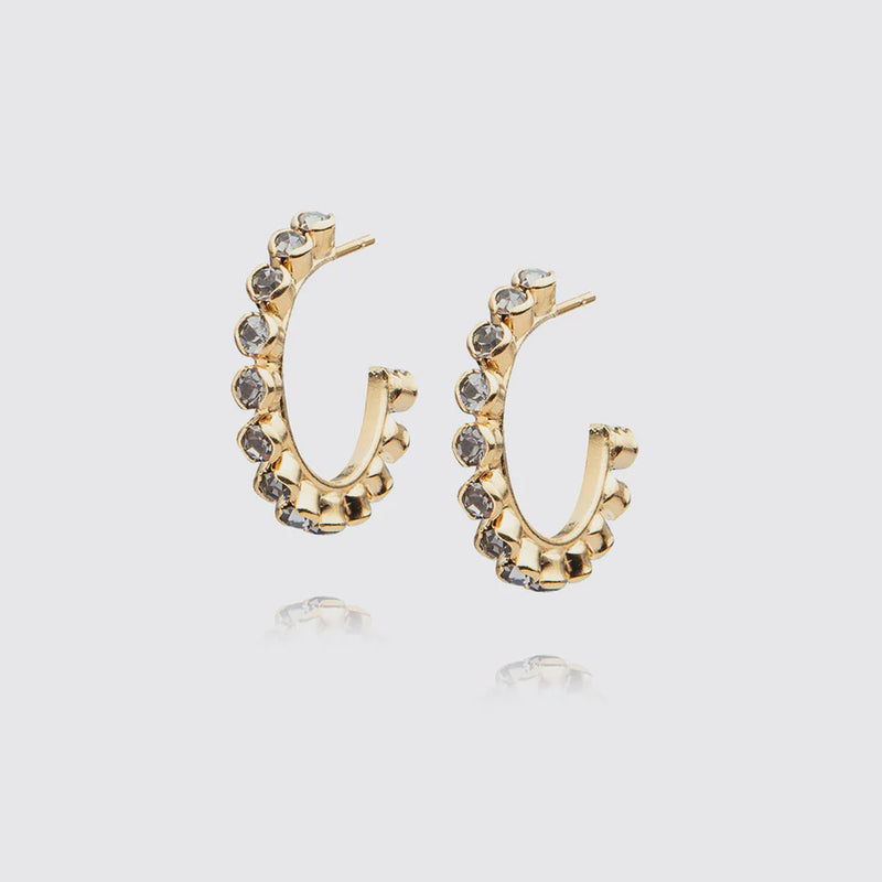 Caroline Svedbom Siri Loop Earrings Gold - Black Diamond